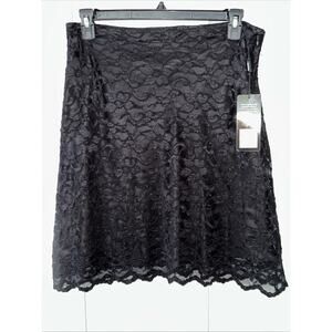 NWT Daisy Fuentes Black Lace Skirt Womens 10 Dressy Witchy Whimsigoth Dark Fairy